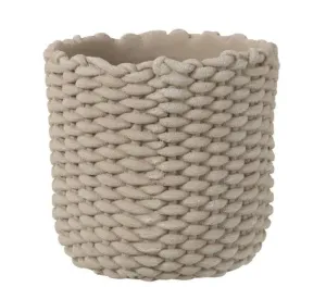 Šedý cementový obal na květináč ve tvaru košíku - Ø 29,5*28 cm 1081
