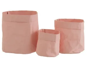 Set 3ks růžových  květináčů z voděodolného papíru - 20*20*21 cm 1436