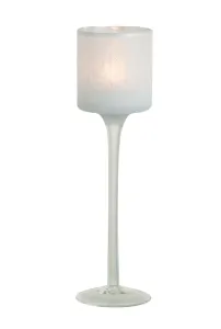 Bílý skleněný svícen na úzké noze na čajovou svíčku S - Ø 7*25 cm 81867