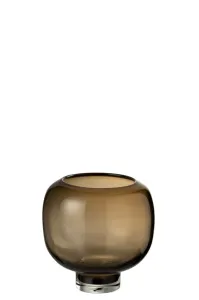 Hnědá skleněná váza / svícen Dark Brown L - 21*21*24 cm 3690