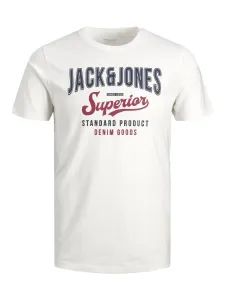 Bavlněné tričko Jack & Jones JJELOGO bílá barva, s potiskem, 12220500