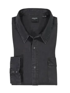 Nadměrná velikost: Jack & Jones, Džínová košile z čisté bavlny černá #4794298