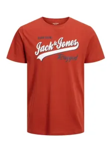 Nadměrná velikost: Jack & Jones, Tričko s natištěným logem na hrudi Oranžový #4902751