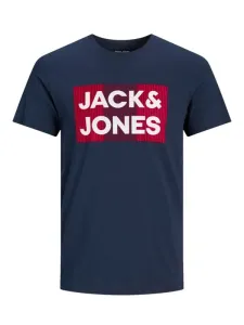 Nadměrná velikost: Jack & Jones, Tričko s potiskem vpředu Námořnická Modrá #4797952