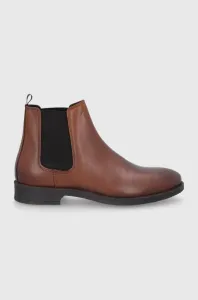 Kožené kotníkové boty Jack & Jones pánské, hnědá barva