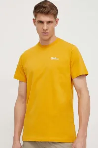 Bavlněné tričko Jack Wolfskin žlutá barva, 1808382
