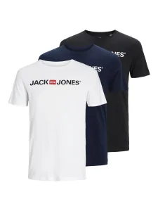 Jack&Jones 3 PACK - pánské triko JJECORP Slim Fit 12191330 Black/White/Navy M