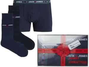 Jack&Jones Pánská dárková sada - boxerky a ponožky JACDNA 12247659 Navy Blazer S