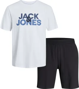 Jack&Jones Pánské pyžamo JACULA Standard Fit 12255000 White/Shorts Bia S