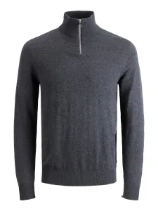 Jack&Jones Pánský svetr JJEEMIL Regular Fit 12189339 Dark Grey Melange S