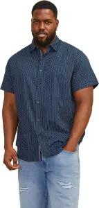 Jack&Jones PLUS Pánská košile JJPLAIN Slim Fit 12254851 Navy Blazer 5XL
