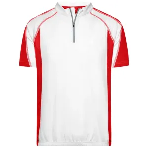 James & Nicholson Pánské cyklistické tričko JN420 - Bílá / červená | S
