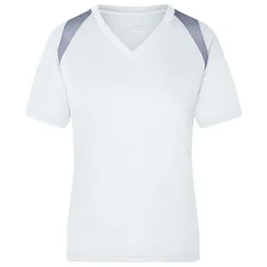 James & Nicholson Dámské běžecké tričko s krátkým rukávem JN396 - Bílá / stříbrná | L #721914
