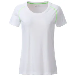 James & Nicholson Dámské funkční tričko JN495 - Bílá / jasně zelená | L