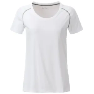 James & Nicholson Dámské funkční tričko JN495 - Bílá / stříbrná | L