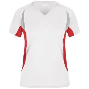 James & Nicholson Dámské funkční tričko s krátkým rukávem JN390 - Bílá / červená | S #721802