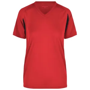 James & Nicholson Dámské sportovní tričko s krátkým rukávem JN316 - Červená / černá | L #745758