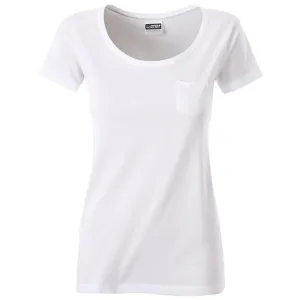 James & Nicholson Dámské tričko z biobavlny 8003 - Bílá | XL