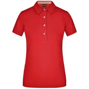 James & Nicholson Elegantní dámská polokošile JN969 - Červená / červená / bílá | XL