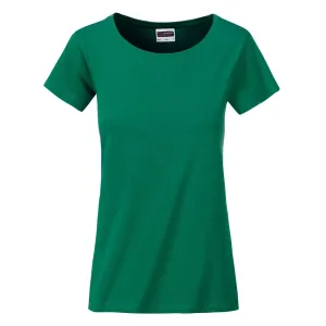 James & Nicholson Klasické dámské tričko z biobavlny 8007 - Irská zelená | S