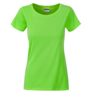 James & Nicholson Klasické dámské tričko z biobavlny 8007 - Limetkově zelená | M