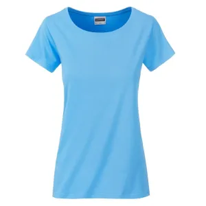 James & Nicholson Klasické dámské tričko z biobavlny 8007 - Nebesky modrá | XXL