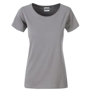James & Nicholson Klasické dámské tričko z biobavlny 8007 - Ocelově šedá | L