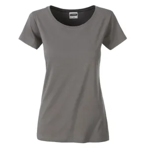 James & Nicholson Klasické dámské tričko z biobavlny 8007 - Středně šedá | L