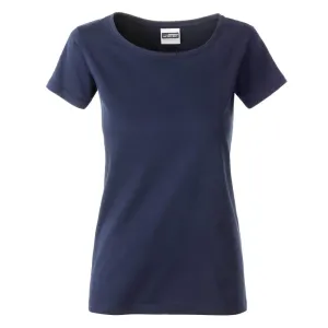 James & Nicholson Klasické dámské tričko z biobavlny 8007 - Tmavě modrá | M