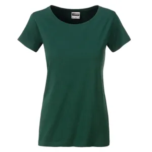 James & Nicholson Klasické dámské tričko z biobavlny 8007 - Tmavě zelená | XXL #739821