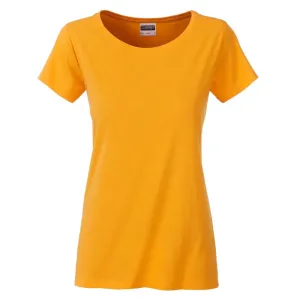 James & Nicholson Klasické dámské tričko z biobavlny 8007 - Zlatě žlutá | M