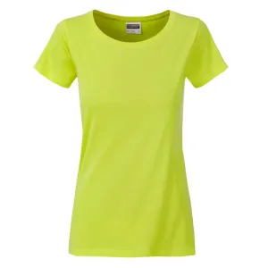 James & Nicholson Klasické dámské tričko z biobavlny 8007 - Žlutozelená | M