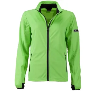 James & Nicholson Dámská sportovní softshellová bunda JN1125 - Jasně zelená / černá | XL