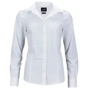 James & Nicholson Dámská košile s dlouhým rukávem JN641 - Bílá | XL