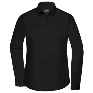 James & Nicholson Dámská košile s dlouhým rukávem JN677 - Černá | S #732855