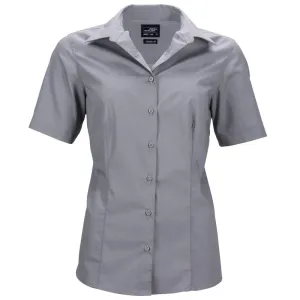 James & Nicholson Dámská košile s krátkým rukávem JN643 - Ocelová | S