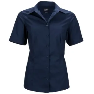 James & Nicholson Dámská košile s krátkým rukávem JN643 - Tmavě modrá | M