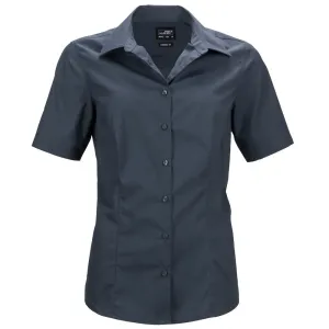James & Nicholson Dámská košile s krátkým rukávem JN643 - Tmavě šedá | M