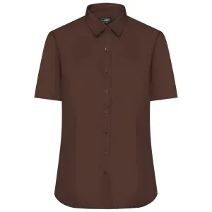 James & Nicholson Dámská košile s krátkým rukávem JN679 - Hnědá | M