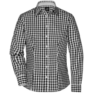 James & Nicholson Dámská kostkovaná košile JN616 - Černá / bílá | S #723398
