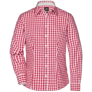 James & Nicholson Dámská kostkovaná košile JN616 - Červená / bílá | S #723418