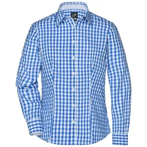 James & Nicholson Dámská kostkovaná košile JN616 - Královská modrá / bílá | S #723422
