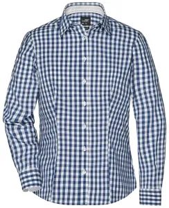 James & Nicholson Dámská kostkovaná košile JN616 - Tmavě modrá / bílá | S #718193