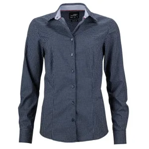 James & Nicholson Dámská luxusní košile Dots JN673 - Tmavě modrá / bílá | L #722643