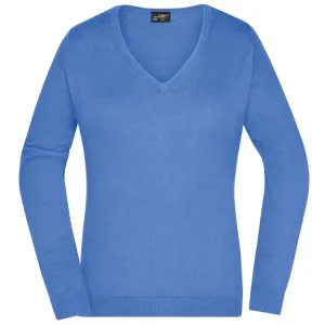 James & Nicholson Dámský bavlněný svetr JN658 - Ledově modrá | XS