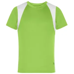 James & Nicholson Dětské sportovní tričko s krátkým rukávem JN397k - Limetkově zelená / bílá | XL