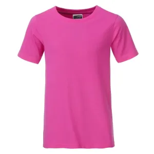James & Nicholson Klasické chlapecké tričko z biobavlny 8008B - Růžová | M