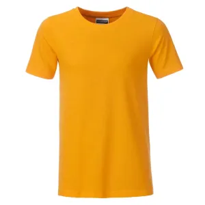 James & Nicholson Klasické chlapecké tričko z biobavlny 8008B - Zlatě žlutá | XS