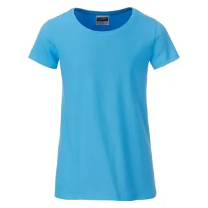 James & Nicholson Klasické dívčí tričko z biobavlny 8007G - Nebesky modrá | XS