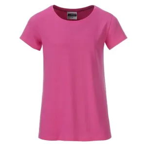 James & Nicholson Klasické dívčí tričko z biobavlny 8007G - Růžová | XXL